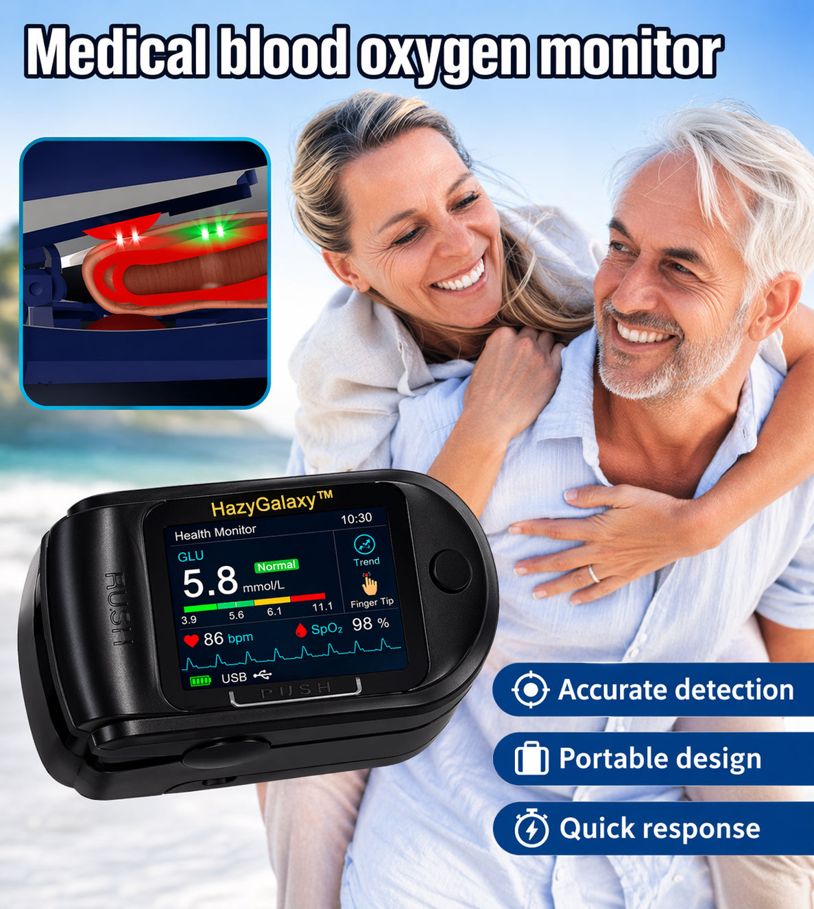 💥HazyGalaxy™ Non-Invasive Blood Glucose Monitor